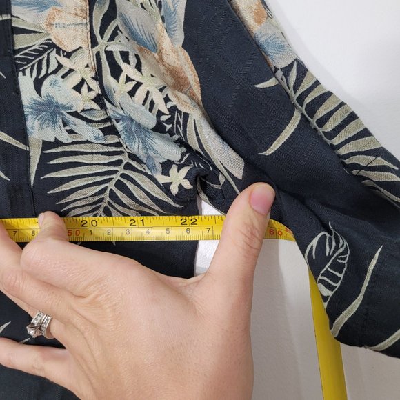 Knightsbridge Navy Short Sleeve Silk Blend Hawaiian Casual Button-Down Shirts S - Picture 10 of 11